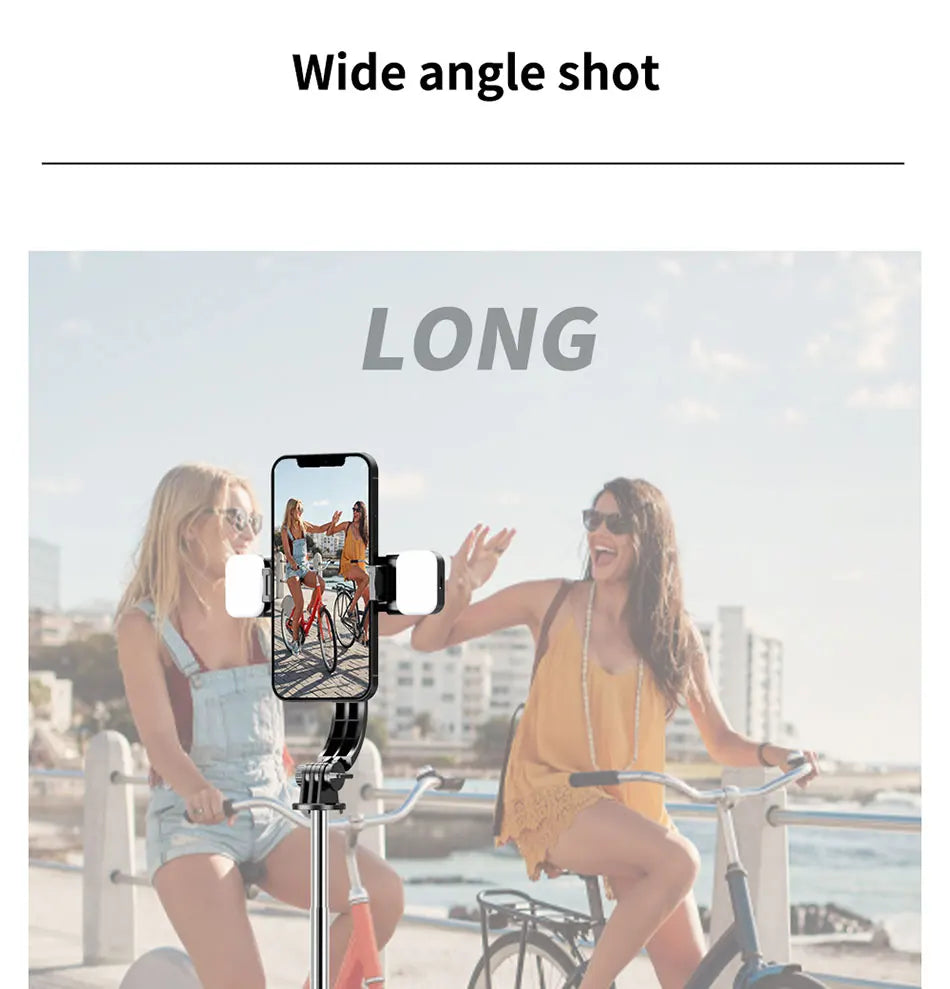 L13D Selfie Stick 1160mm with Wireless Bluetooth Double Fill Light Extended Tripod with Remote Shutter for Android IOS Cellphone.