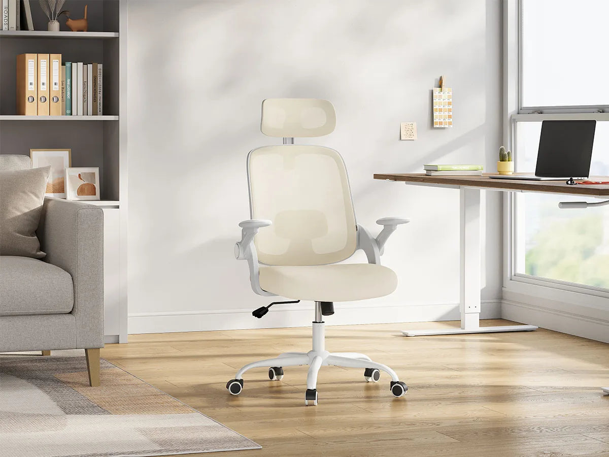 WOLTU Ergonomischer Netz-Bürostuhl, anhebbarer Gaming-Stuhl mit Kopfstütze, verstellbare Lordosenstütze, drehbarer Computerstuhl mit hoher Rückenlehne