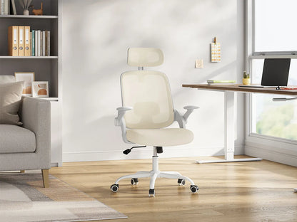 WOLTU Ergonomischer Netz-Bürostuhl, anhebbarer Gaming-Stuhl mit Kopfstütze, verstellbare Lordosenstütze, drehbarer Computerstuhl mit hoher Rückenlehne