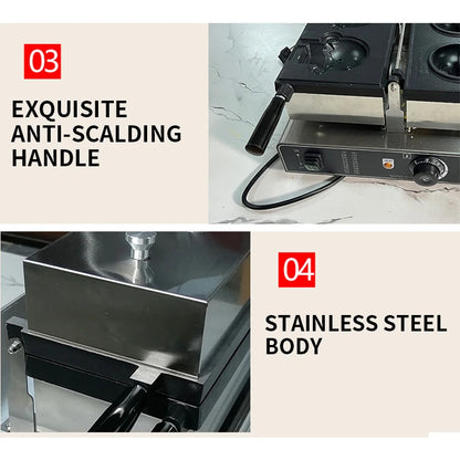 Commercial Taiyaki Bear Shaped Waffle Maker Open Mouth Ice Cream Bear Taiyaki Machine Bear Cone Maker.