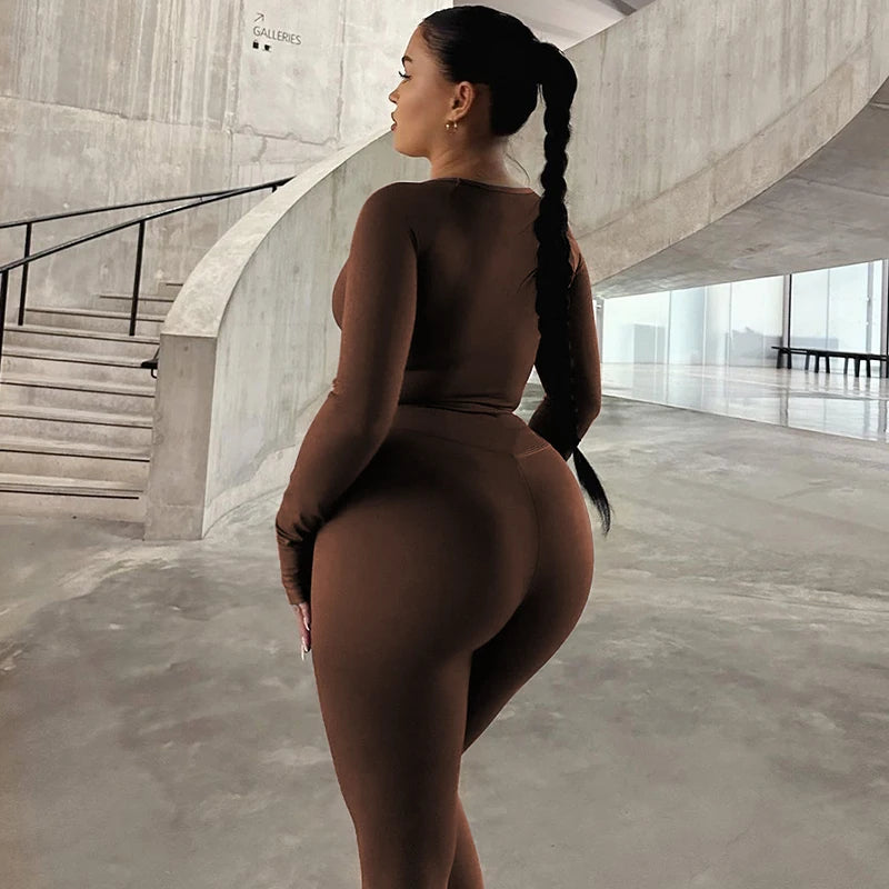 Dulzura Women 2024 Autumn Winter Long Sleeves Crop Tops Long Pants Two Piece Matching Sets Tracksuit Wholesale Items S3613114K.