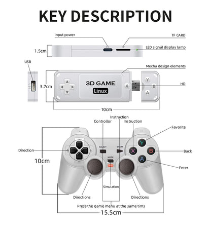 BOYHOM Y6 Retro Game Console 4K 60fps HDMI Output Low Latency GD10 TV Game Stick Dual Handle Portable Home Game Console for GBA.