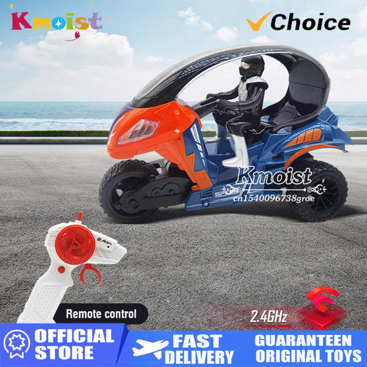 Electric RC Motorcycle Car Spray RC Stunt Toys Remote Control Drift Stunt Three Wheel Motorcycle with LED Lights for Kids Gifts.