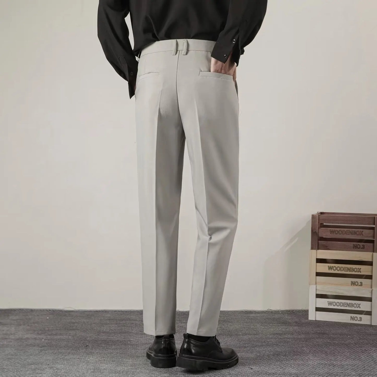 Summer Men's Solid Color Straight Casual Pants Fashion Classic Business Casual Male Brand Clothing Classic Slim Suit Trousers.