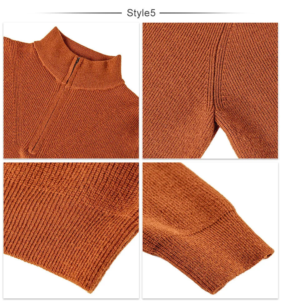 VOBOOM Men's Casual Slim Fit Basic Tops Knitted Lightweight Crewneck Twist Sweaters Turtleneck Pullover Sweater.