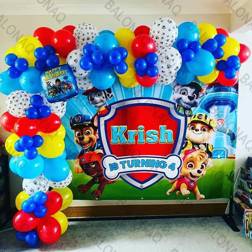 93PCS Dog Theme Party Set Birthday Party Decoration Paw Patrol Skin Dog Paw Balloon Bone Aluminum Film Balloon Decoration.