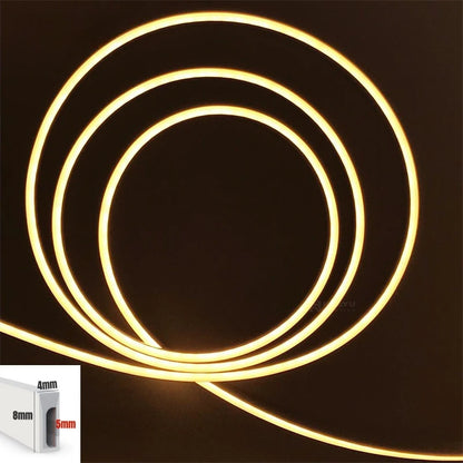 4x8mm Super Thin LED Neon Strip Light DC12V Flexible Waterproof Silicone Tube Diffuser Recessed Cabinet Bedroom Tape Neon Lights.