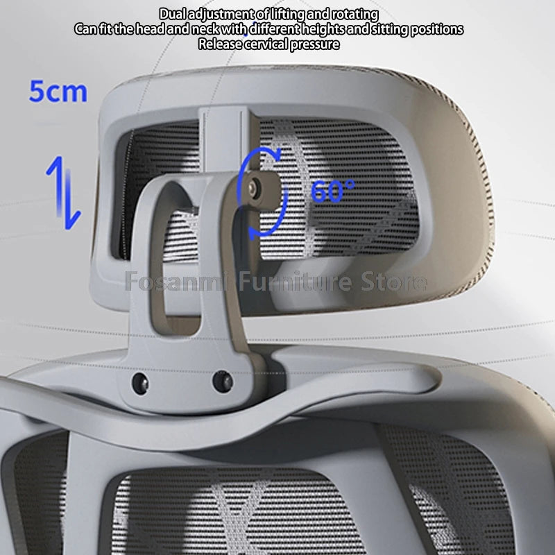 Atmungsaktiver Mesh-Computer-Bürostuhl mit Armlehne und Lordosenstütze, verstellbarer ergonomischer Schreibtischstuhl, Heim-Gaming-Kopfstützenstuhl