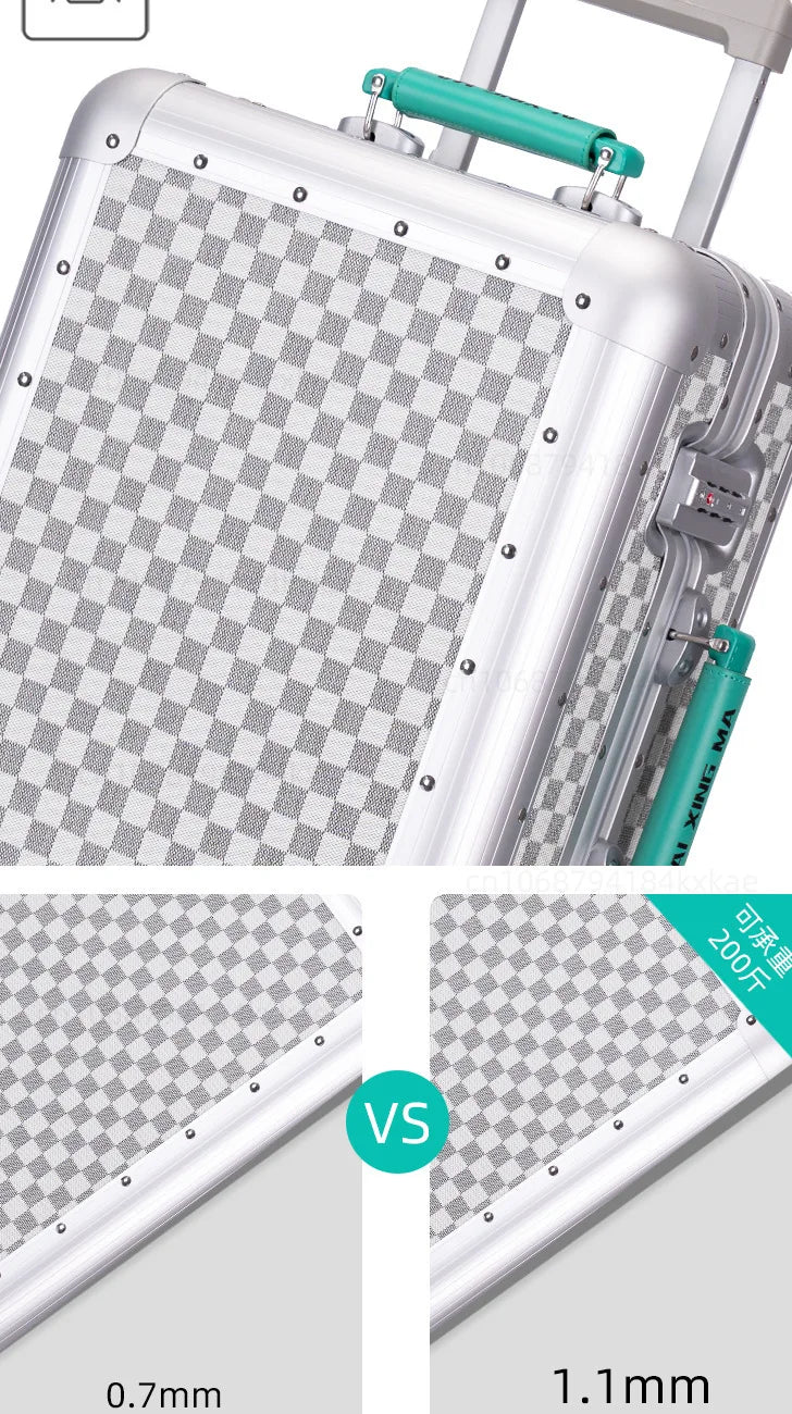 20-Zoll-Koffer aus Vollaluminium-Magnesiumlegierung mit großem Fassungsvermögen, Rollgepäckkoffer, Geschäftsreisekoffer auf Rädern.