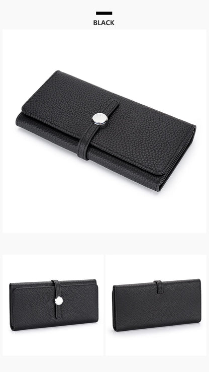 Genuine Leather Wallet Women Long Clutch Fashion Luxury Brand Ladies Purses Card Holder Zipper Coin Pocket High Quality Billfold.
