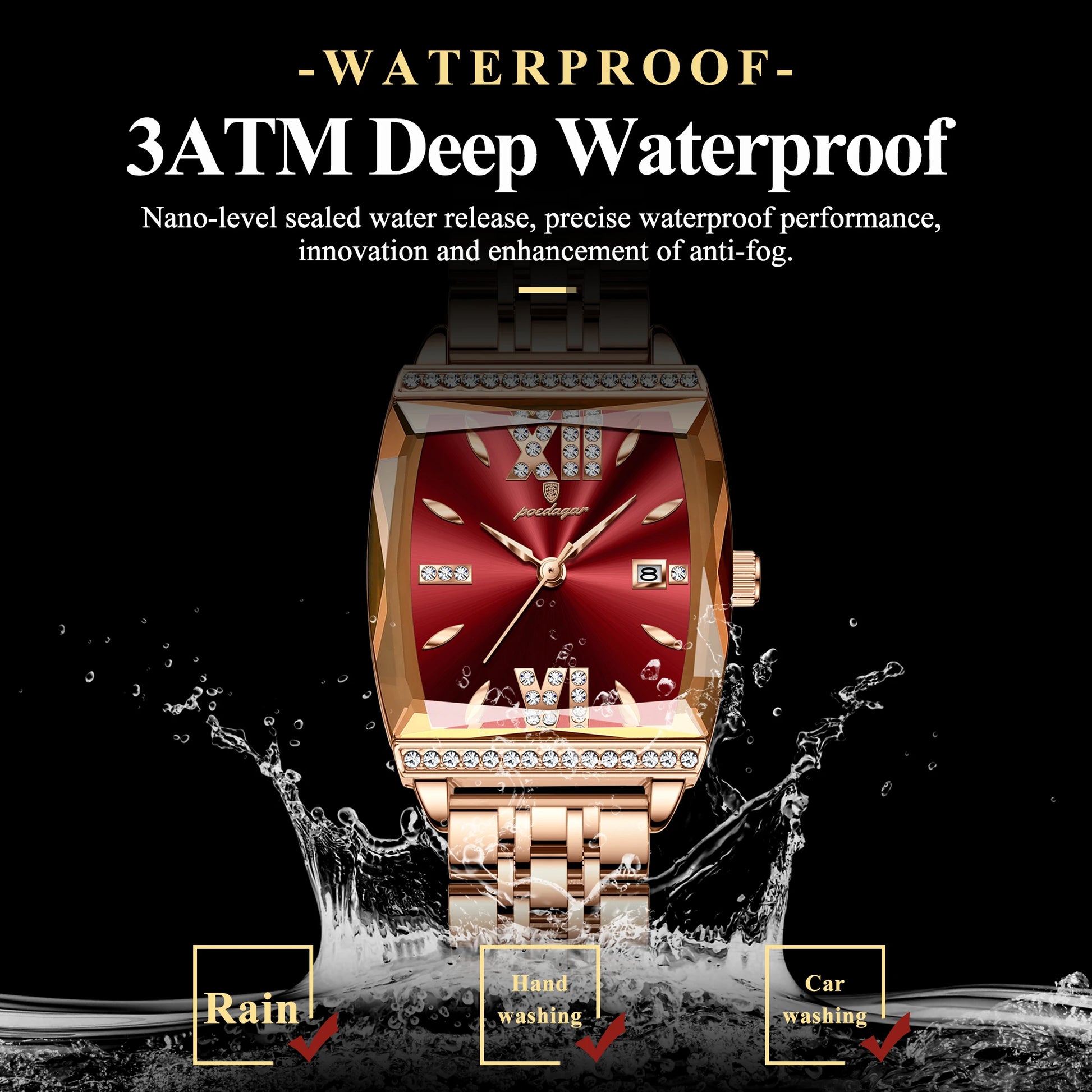 POEDAGAR Diamond Luxury Watch For Woman High Quality Waterproof Date Ladies Quartz Watch Stainless Steel Women Watches Reloj+Box.