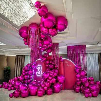 20/10/5Pcs 4D Runde Folienballons 10/18/22 zoll Metall Rose Gold Silber 4D Folienballons Helium Luft Globos Geburtstag Hochzeit Dekor.