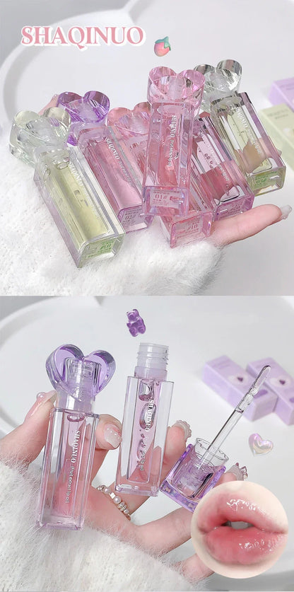 Plumping Jelly Lip Gloss Lasting Moisturizing Transparent Lip Oil Water Light Mirror Peach Lipstick Women Lips Makeup Cosmetics.