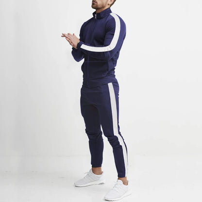 Frühling und Herbst neue Freizeit Herren Sport Set farbige Herren Stehkragen Casual Set trend ige Sport 2-teiliges Set.