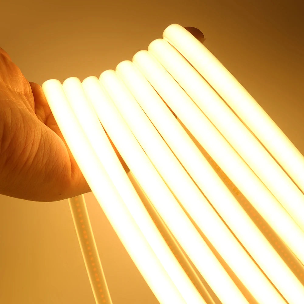 220V Dimmable COB LED Neon Strip Light Dimmer Switch Plug Kit Waterproof 288 LED Flex Tube Lamp Hight Bright Warm/Natural White.