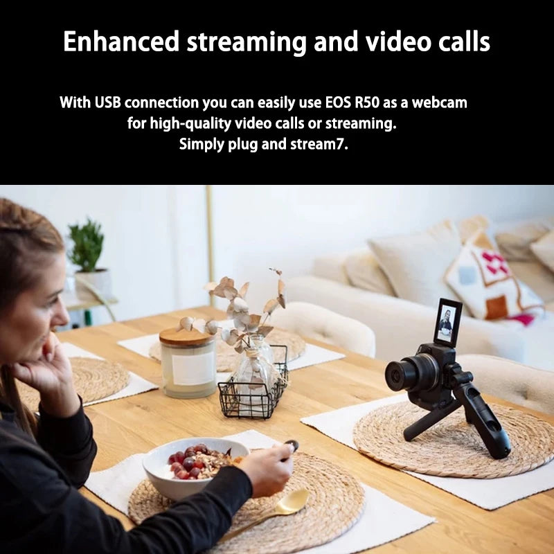 Canon EOS R50 Mirrorless Camera RF-S18-45mm F4.5-6.3 is STM Lens Kit 24.2 Megapixel CMOS (APS-C) Sensor 4K Video Content Creator.