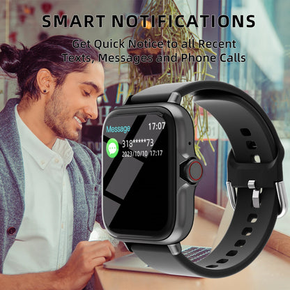 1.83'' Waterproof Smart Watch with Message Answer Call Sleep Monitoring Sports Pedometer Information Alerts For iPhone Android.