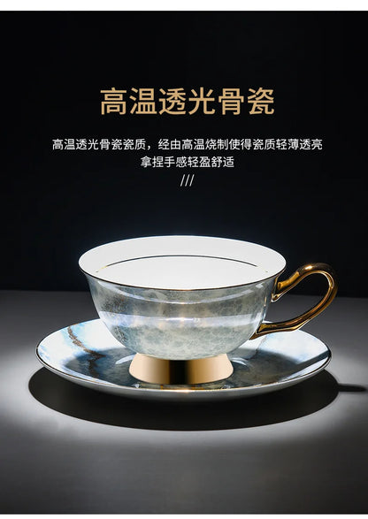 Retro Imperial European Coffee Cup Set Porcelain Tea Sets Luxury Gift Bone China Ceramic Cafe Wedding Decoration Drinkware.