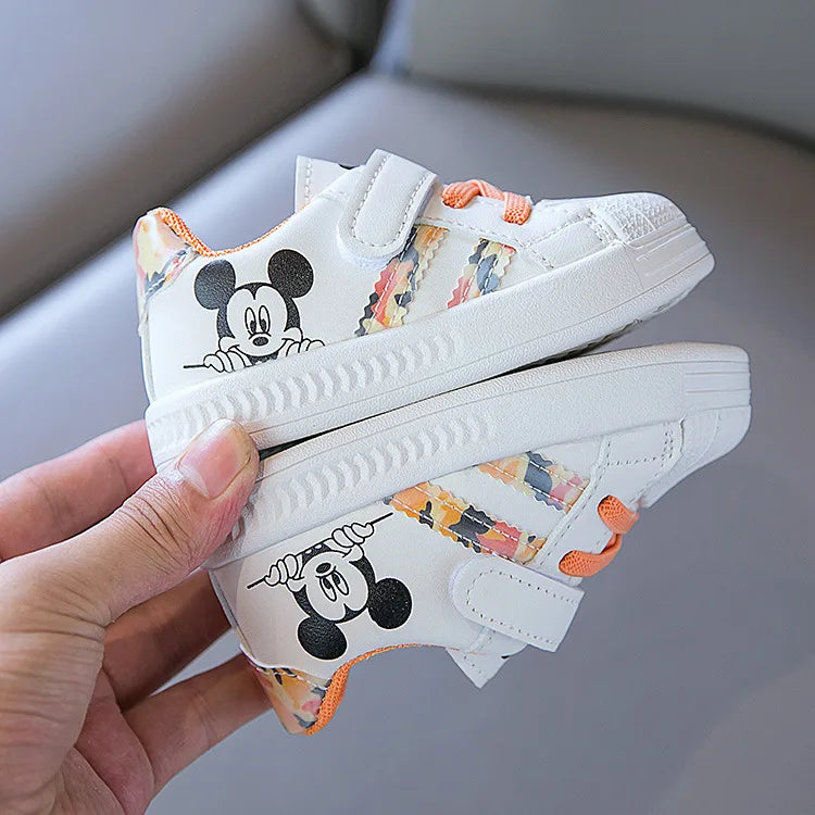 Disney White Casual Shoes For Baby Boy Girl Brand Children Sneaker Mickey Mouse Kids Sports Shoes Toddler Walking Shoes Size 25.