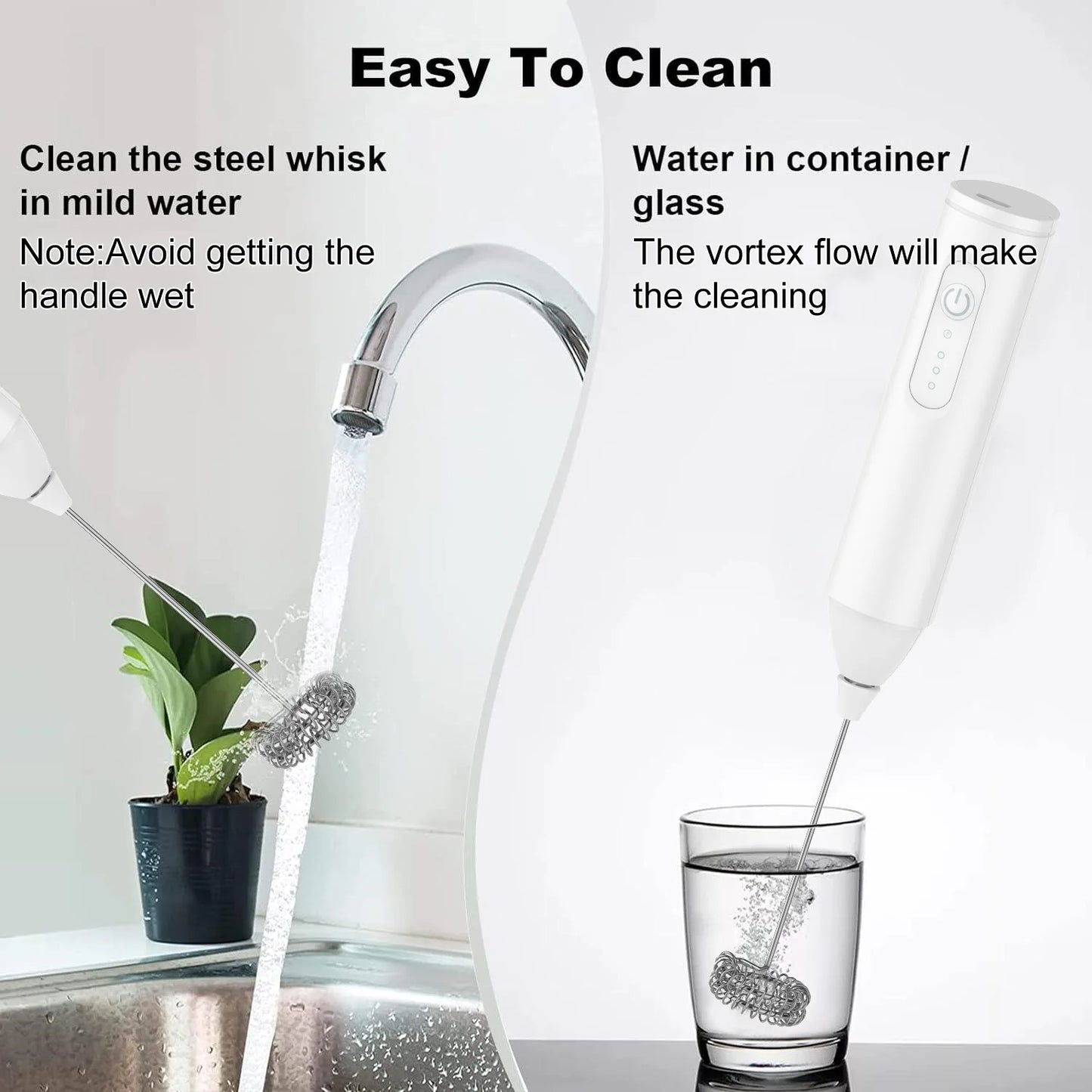 MINI Milk Frother USB Rechargeable 3 Speeds Foam Maker Coffee Whisk Mixer Electric Handle Blender Egg Beater.