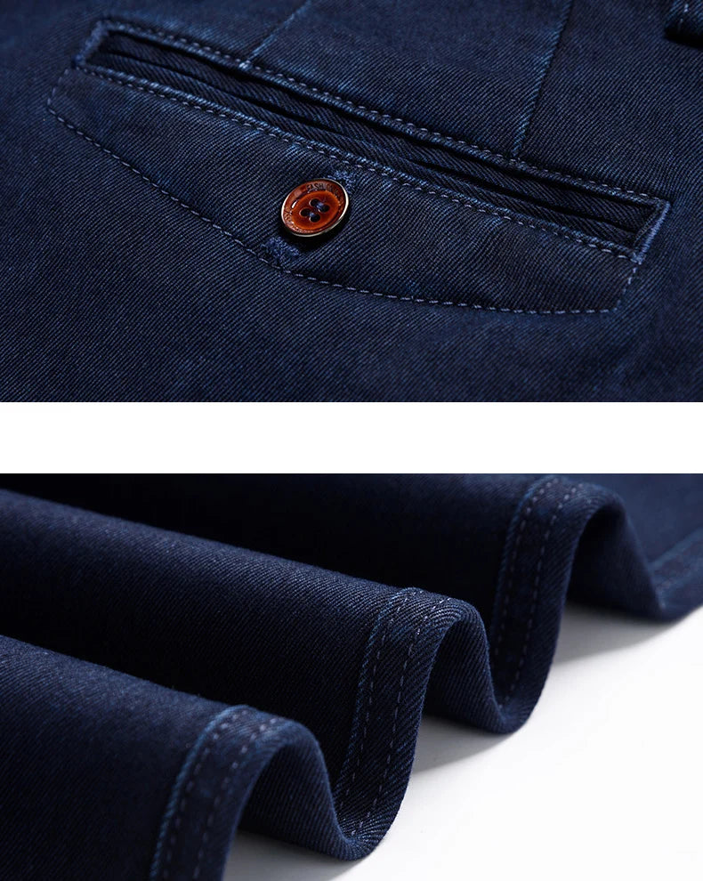 Spring Autumn Men's Classic Business Jeans Straight Elastic Fashion Washed Denim Trousers Brand Clothing Office Jean Pants Male.