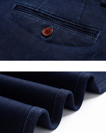 Spring Autumn Men's Classic Business Jeans Straight Elastic Fashion Washed Denim Trousers Brand Clothing Office Jean Pants Male.