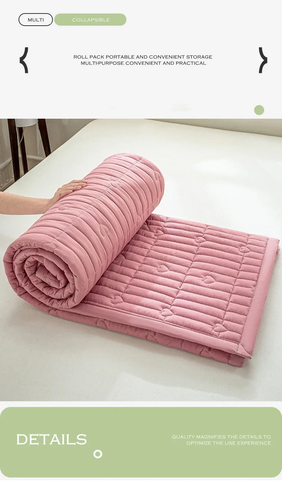 Washed cotton quilted thicken mattress pink romance heart sleeping mat 150cm bed sheet bed protection pad queen king size.