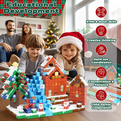 3D Kids Magnetic Blocks Sensory Construction Building Toy Santa Claus Magnet Cubes Stacking Toys Boys Girls Puzzle Gift.