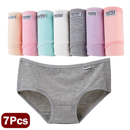 7Pcs/Lot Plus Size Underwear Women's Panties Cotton Girl Brief Sexy Lingeries Shorts Underpant Solid Panty Female Intimate M-4XL.
