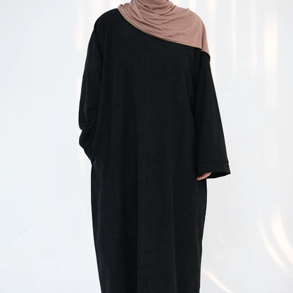 2024 Winter Dubai Women Corduroy Abaya Dress Ramadan Eid Arabic Modest Muslim Clothing Islam Party Jalabiya Fashion Turkey Robe