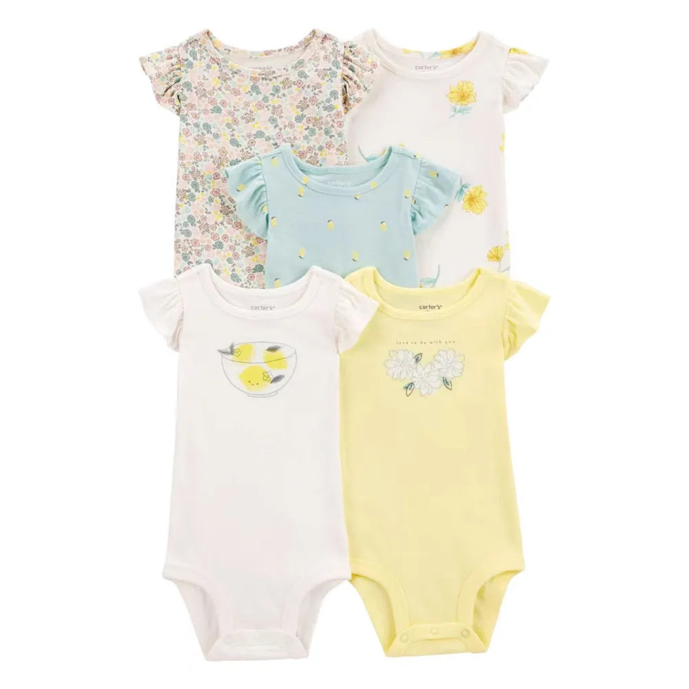 5 teile/satz Baumwolle Weiche Bequeme Baby Bodys Kurzarm Einteiliges für Neugeborene Sommer Bebe Kleidung Baby Dusche Geschenke.