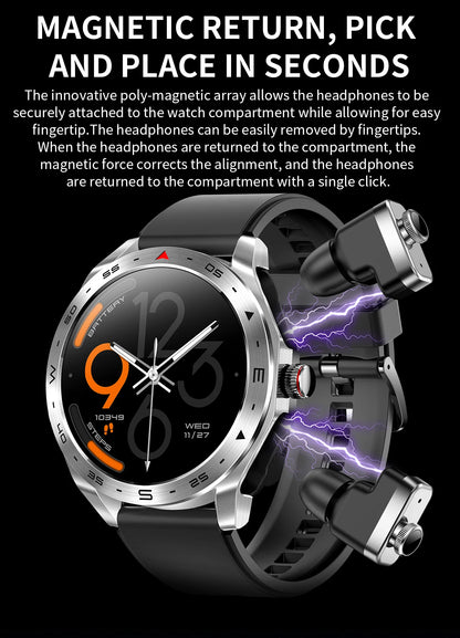2024 New Smart Watch TWS 2-in-1 Bluetooth Earphones HIFI 9D Sound Quality Bluetooth Call For Men and Women Sports Smartwatches.