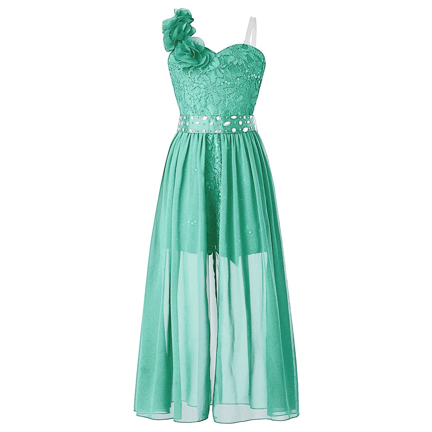 Elegantes Partykleid für Mädchen, Hochzeit, Geburtstag, Abschlussball, Bühne, Festzug, glänzende Pailletten, Perlenapplikation, Spitze, Chiffon, Overall-Kleider