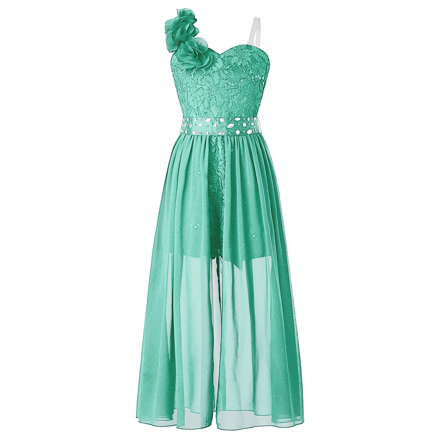 Elegantes Partykleid für Mädchen, Hochzeit, Geburtstag, Abschlussball, Bühne, Festzug, glänzende Pailletten, Perlenapplikation, Spitze, Chiffon, Overall-Kleider