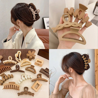 Women Hair Claw Clips Korea Coffee Beige Acrylic Large Hair Claw Hairpin Geometric Barrettes Crab Girl Headwear Hair Accessories.