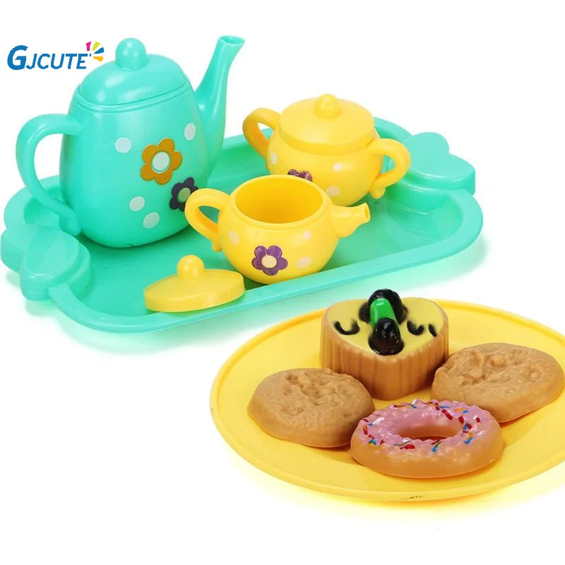1 Set Plastic Teapot Teacup Food Pretend Play Toy Kids Simulation Tea Kit Kitchen Afternoon Tea Toys For Boy Girl Birthday Gift.