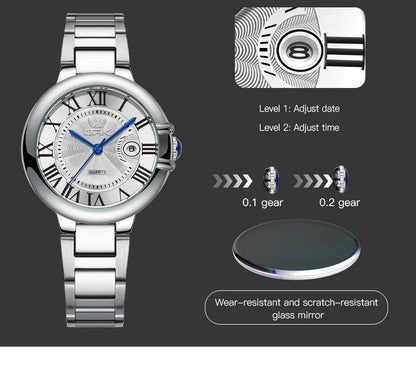OPK 6039 Women Watch Roman Scale Stainless steel Waterproof Quartz Watch for Women.
