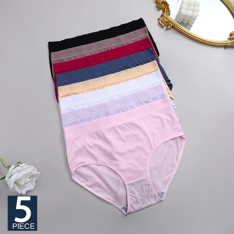 5Pcs Sexy Ice Silk Briefs Large Size Underwear 0XL-4XL Panty Women's Seamless Underwears 8 Solid Color Breathable Underpants.