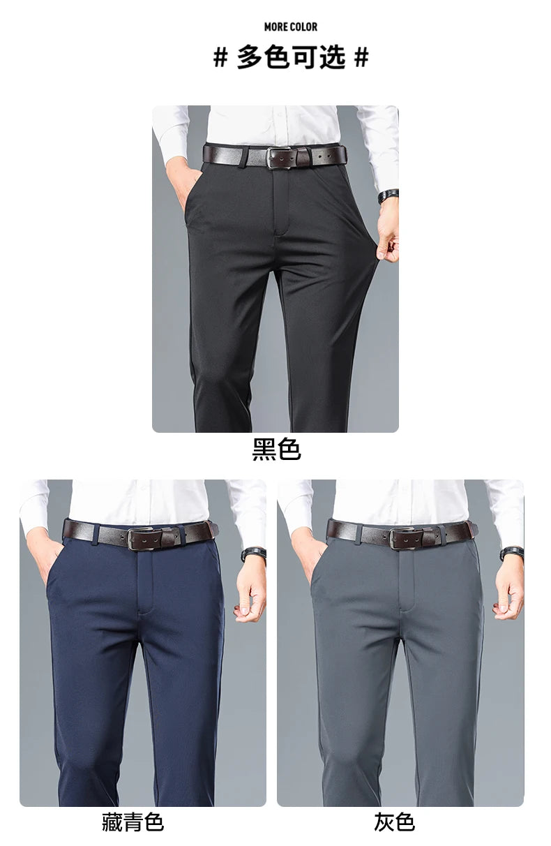 Top Quality New Brand Casual Fashion Long Pants Business Hight Stretch Straight Comfortable Korean Trousers Men Clothing.