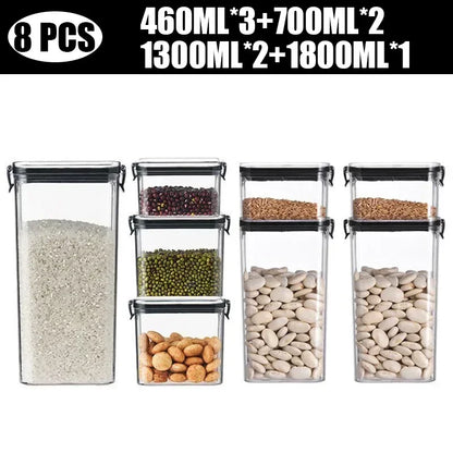 Dry Food Storage Box Food Containers Transparent Stackable Kitchen Spaghetti Noodles Sealed Tank Cans Organizers Bottles