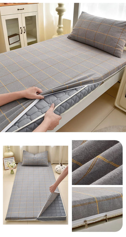 WOSTAR Geometric printed mattress protector cover with zipper fully enclosed single bed sheet pure cotton protection pad 90x190