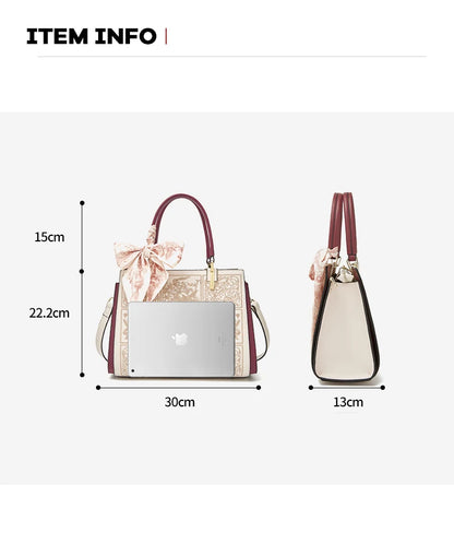 FOXER Split Leather 2025 Autumn Winter New Large Tote Handbag Women's Shoulder Bag Chinese Classic Embroidery Best Gift for Mom.