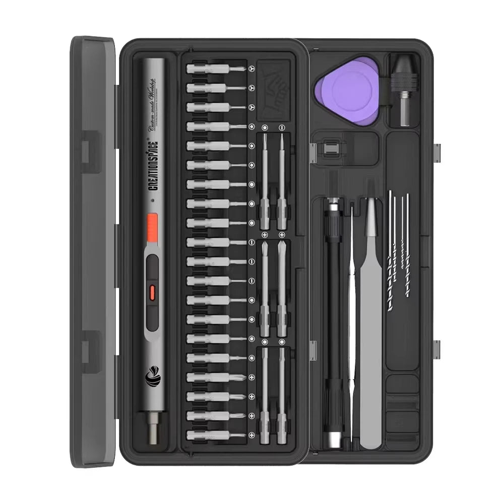 CreationSpace 3,6 V Mini-Elektroschrauber, wiederaufladbarer Schraubendreher-Set mit LED-Licht, 3 Drehmomenteinstellungen, CS0702A, CS701A