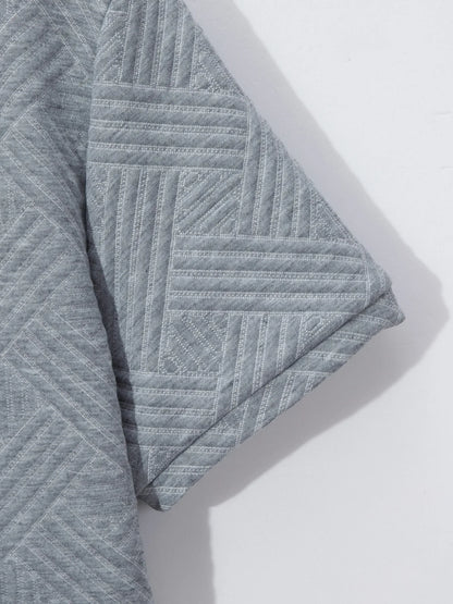 Men's Summer New Style Solid Color Knitted Short Sleeve Cardigan with Long Pants Casual Set Sporty Look from Mainland China