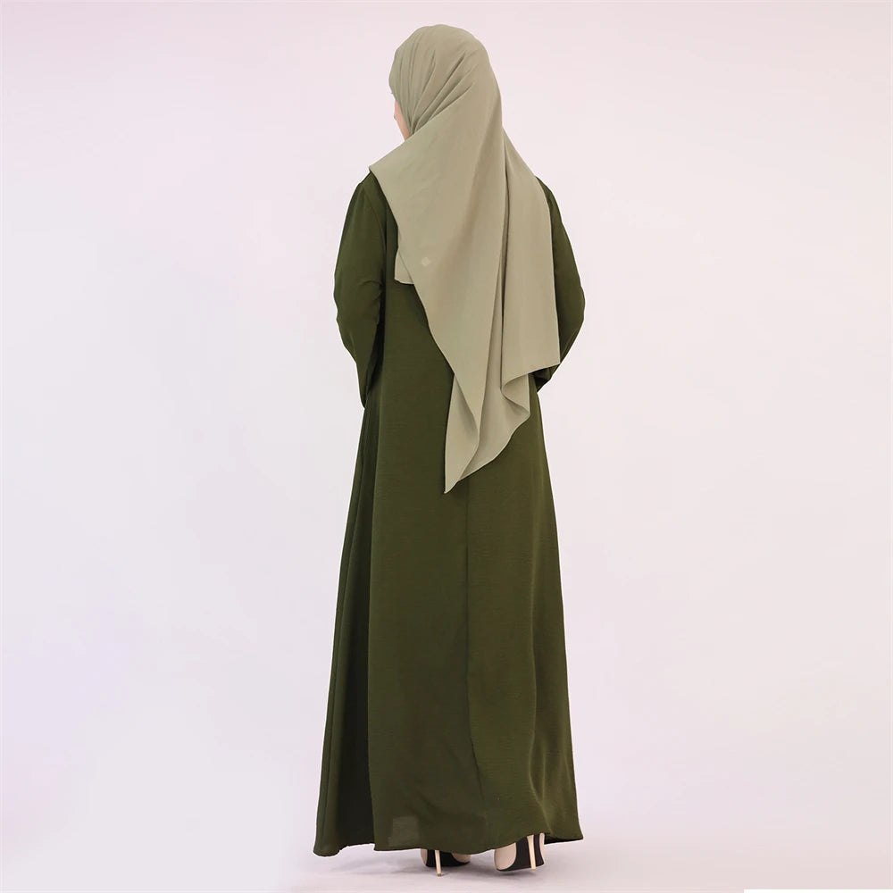 Ramadan Eid Solid Linen Dubai Abaya Turkey Islam Muslim Modest Dress Kaftan Prayer Clothes For Women Kebaya Robe Femme Musulmane.