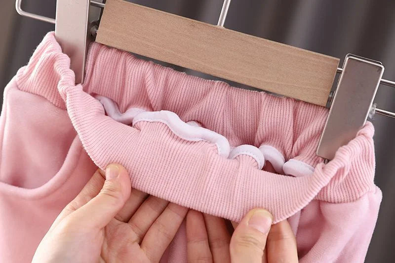 Baby Girls Warm Set Autumn Winter Lining Plush Thick Outfits Kids Cartoon Rabbit Ear Hoodie+Pants 2Pcs Children Casual Clothing.