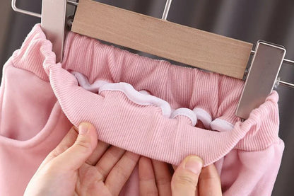 Baby Girls Warm Set Autumn Winter Lining Plush Thick Outfits Kids Cartoon Rabbit Ear Hoodie+Pants 2Pcs Children Casual Clothing.