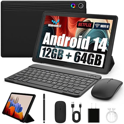 URAO A10L 10 Inch Tablet Android 14 12GB RAM 64GB ROM Octa-Core 5G WiFi with Keyboard Mouse Touch Pen Headset Case Tablet Kit.