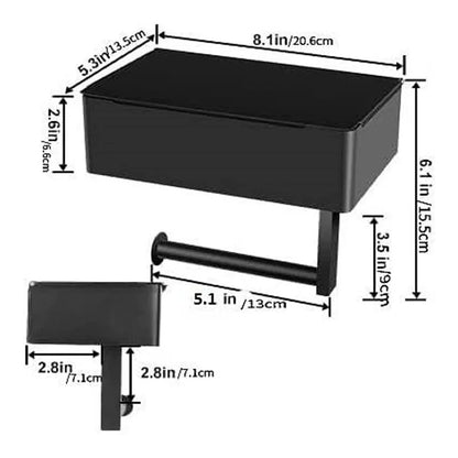 An der Wand montierter Toilettenpapierhalter mit Regal und Aufbewahrungsbox, Multifunktions-Tücherspender, passend für die Aufbewahrung von Badezimmer-Wischtuch