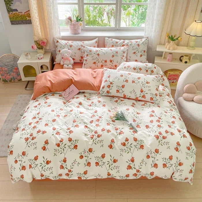 2025 new Cotton Duvet Cover Set with 2 Pillowcases 1 bed sheet - Elegant & Breathable Bedding Set,Fade-Resistant, Multiple Sizes
